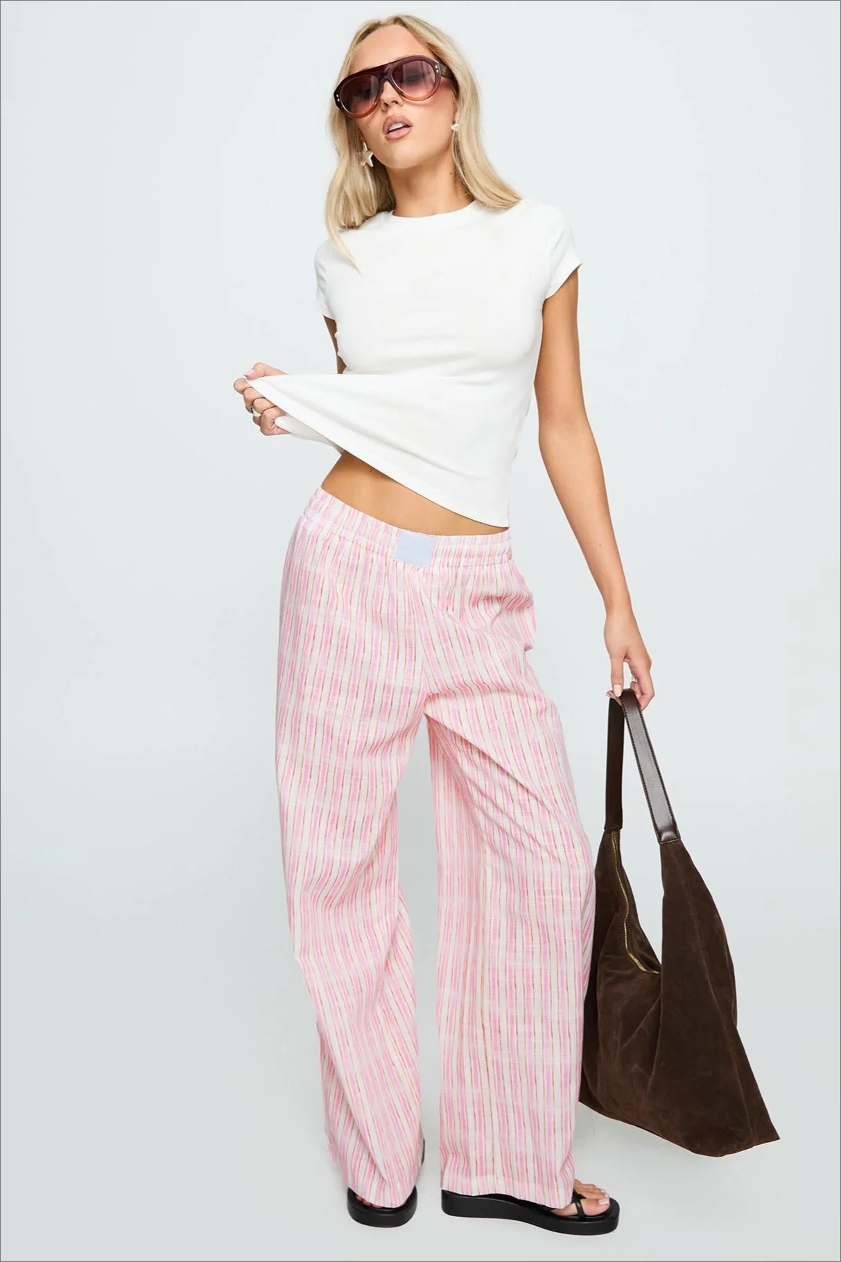 Colorblock Striped Wide-Leg Relaxed Pants - Image 2