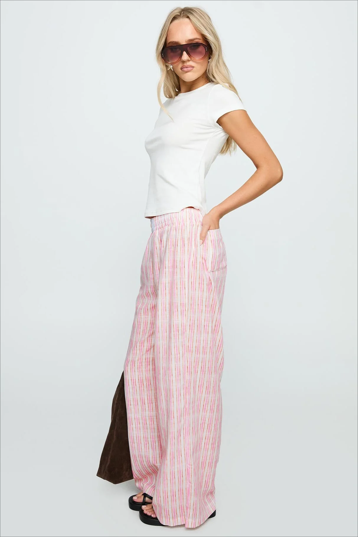 Colorblock Striped Wide-Leg Relaxed Pants - Image 3