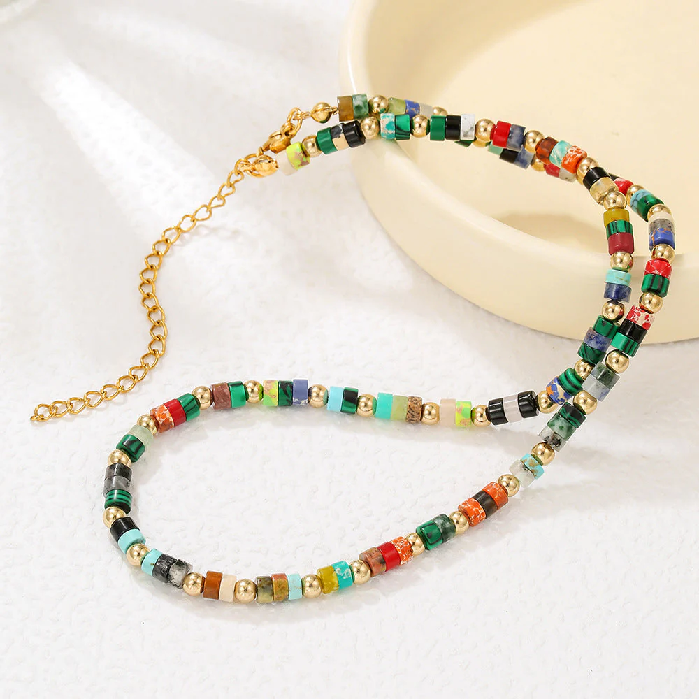 Colorful Natural Gem Beaded NeckLace - Image 2