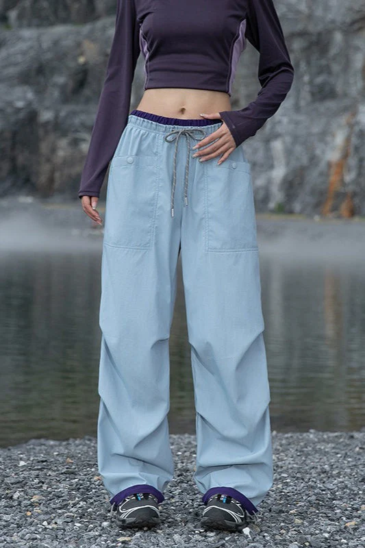 Colorful Quick Dry Cargo Wide Leg Cuffed Pants - Image 4