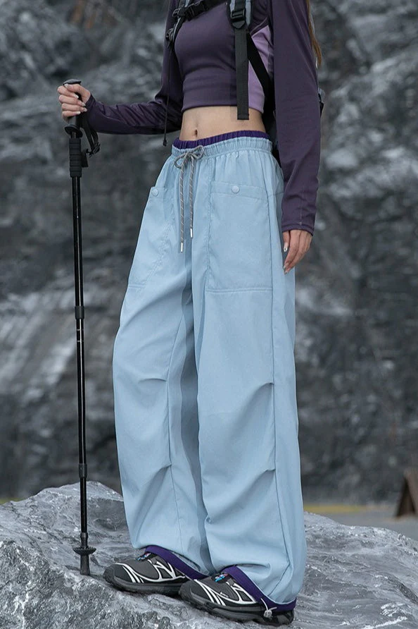Colorful Quick Dry Cargo Wide Leg Cuffed Pants - Image 5