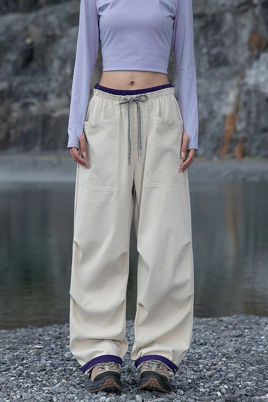 Colorful Quick Dry Cargo Wide Leg Cuffed Pants - Image 6