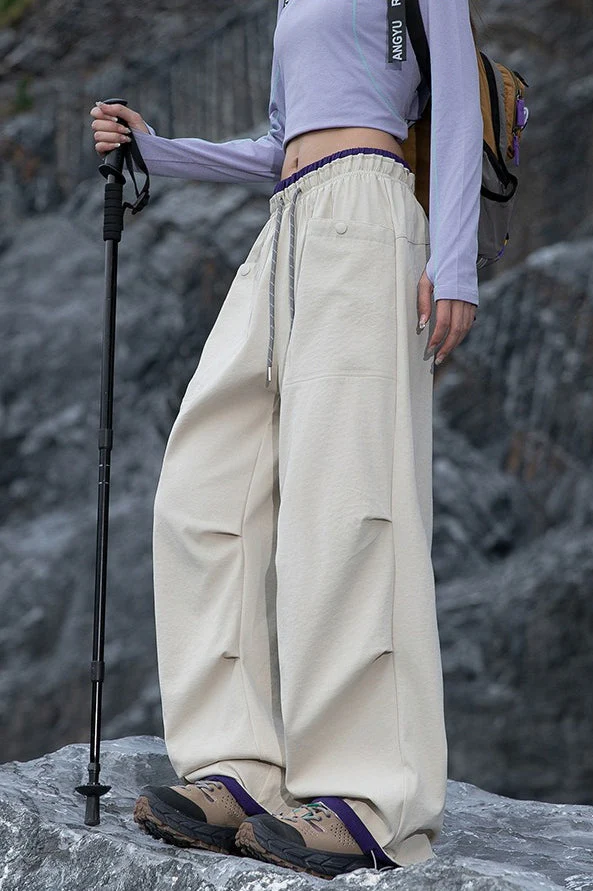 Colorful Quick Dry Cargo Wide Leg Cuffed Pants - Image 7