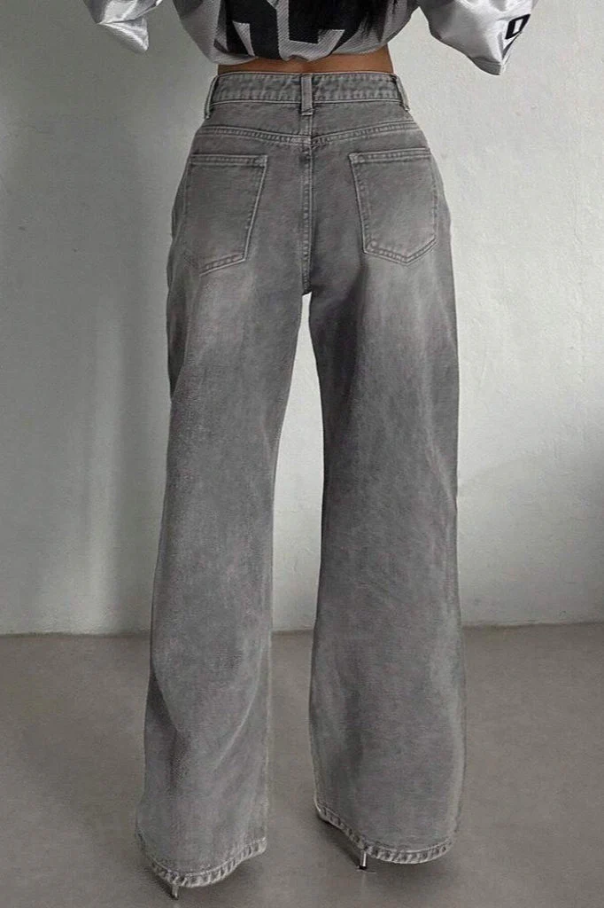 Concrete Grey Straight Leg High Waist Jeans - Image 5