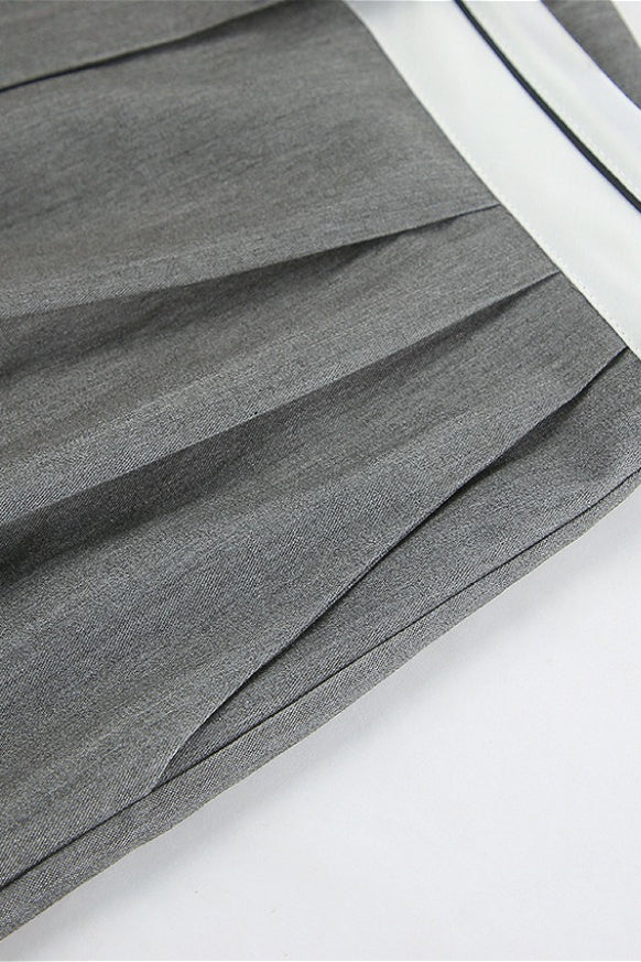 Contrast Color Grey Versatile Office Casual Pants - Image 5