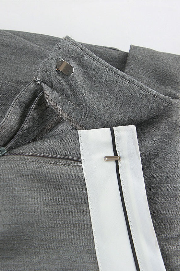 Contrast Color Grey Versatile Office Casual Pants - Image 6