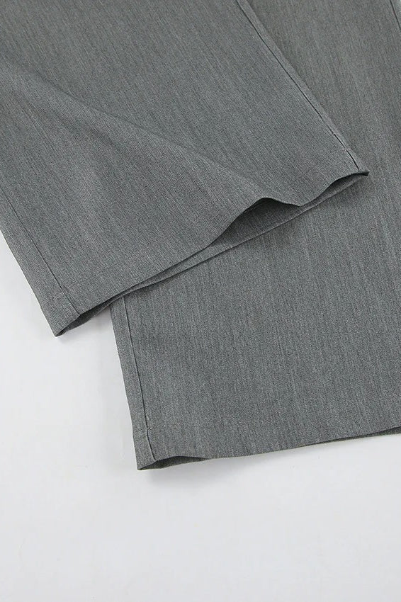 Contrast Color Grey Versatile Office Casual Pants - Image 7