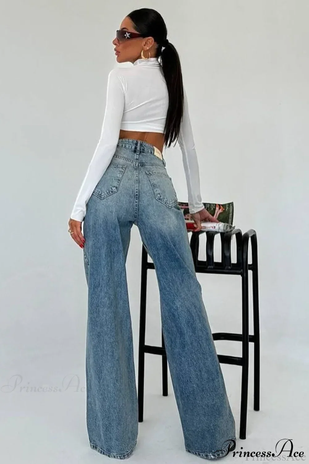 Cool High Waist Slimming Straight Wide Leg Jeans - Image 2