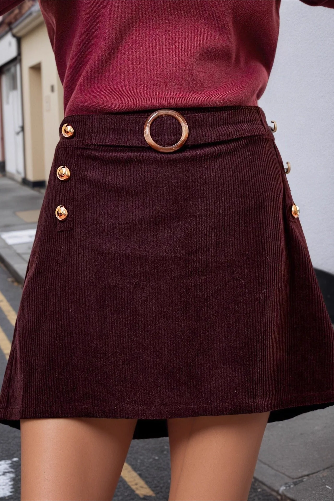 Corduroy A-Line Bodycon Skirt - Image 5