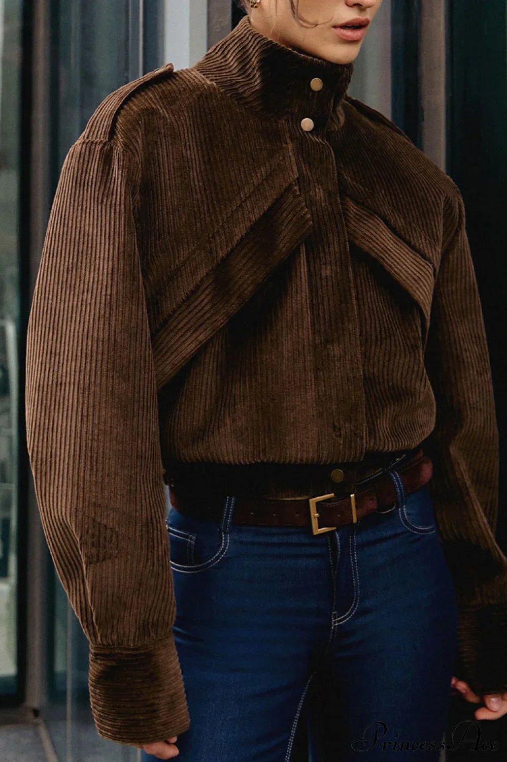 Corduroy Biker Style Elegant Casual Coat - Image 2