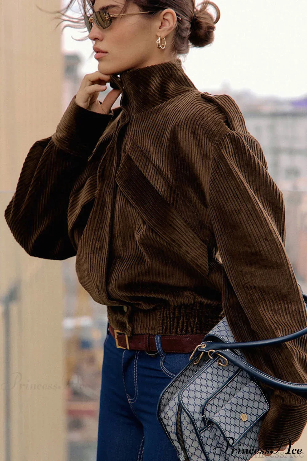 Corduroy Biker Style Elegant Casual Coat - Image 4
