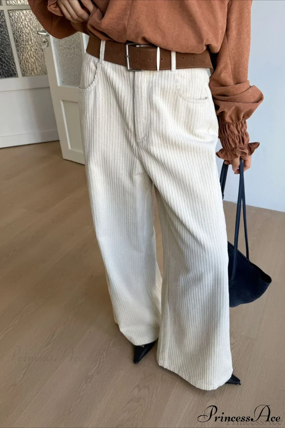 Corduroy High-Waist Wide-Leg Minimal Pants - Image 12