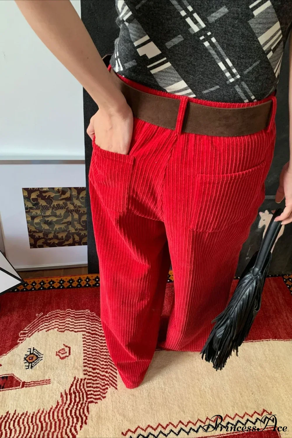 Corduroy High-Waist Wide-Leg Minimal Pants - Image 3
