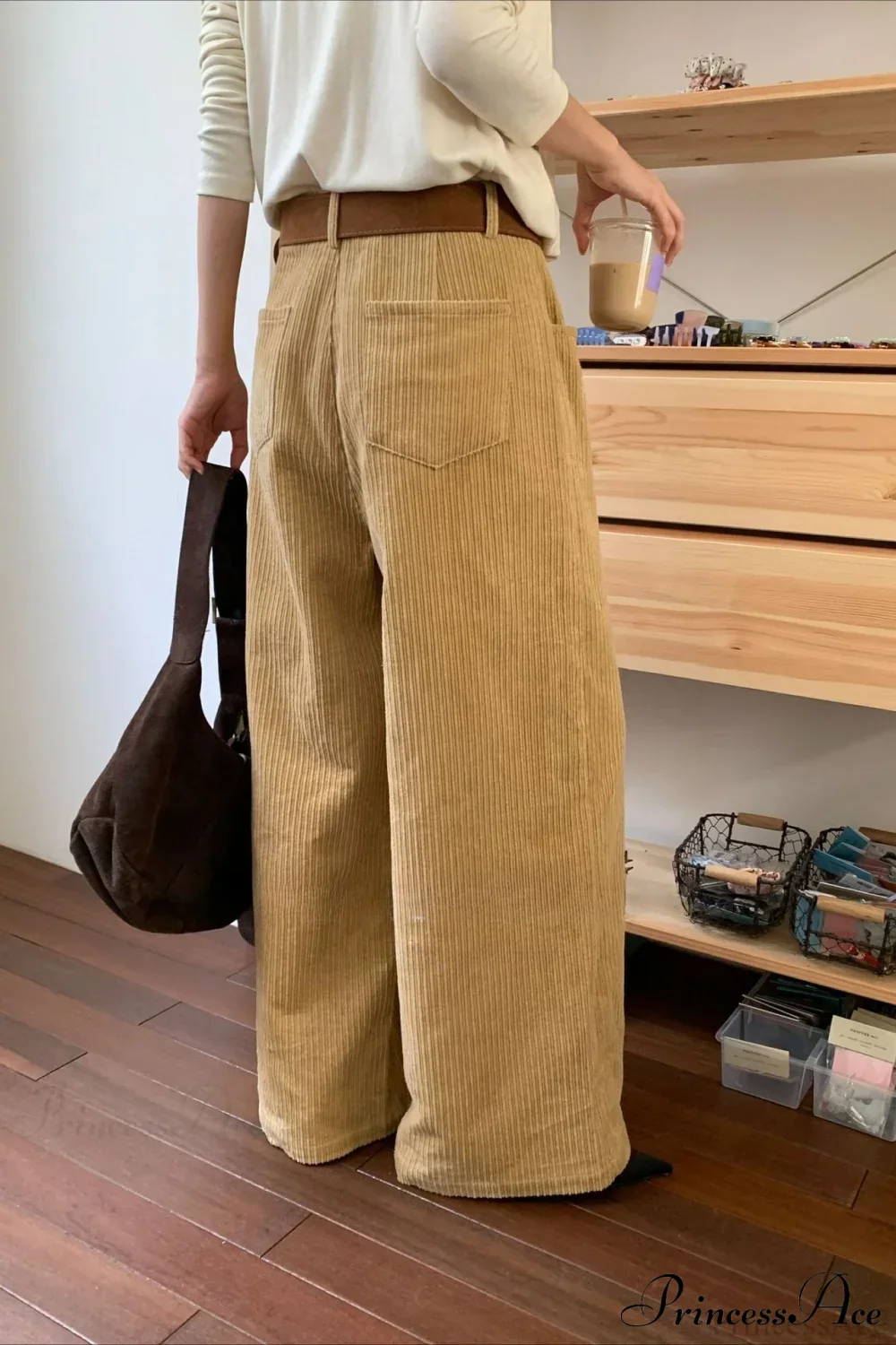 Corduroy High-Waist Wide-Leg Minimal Pants - Image 6