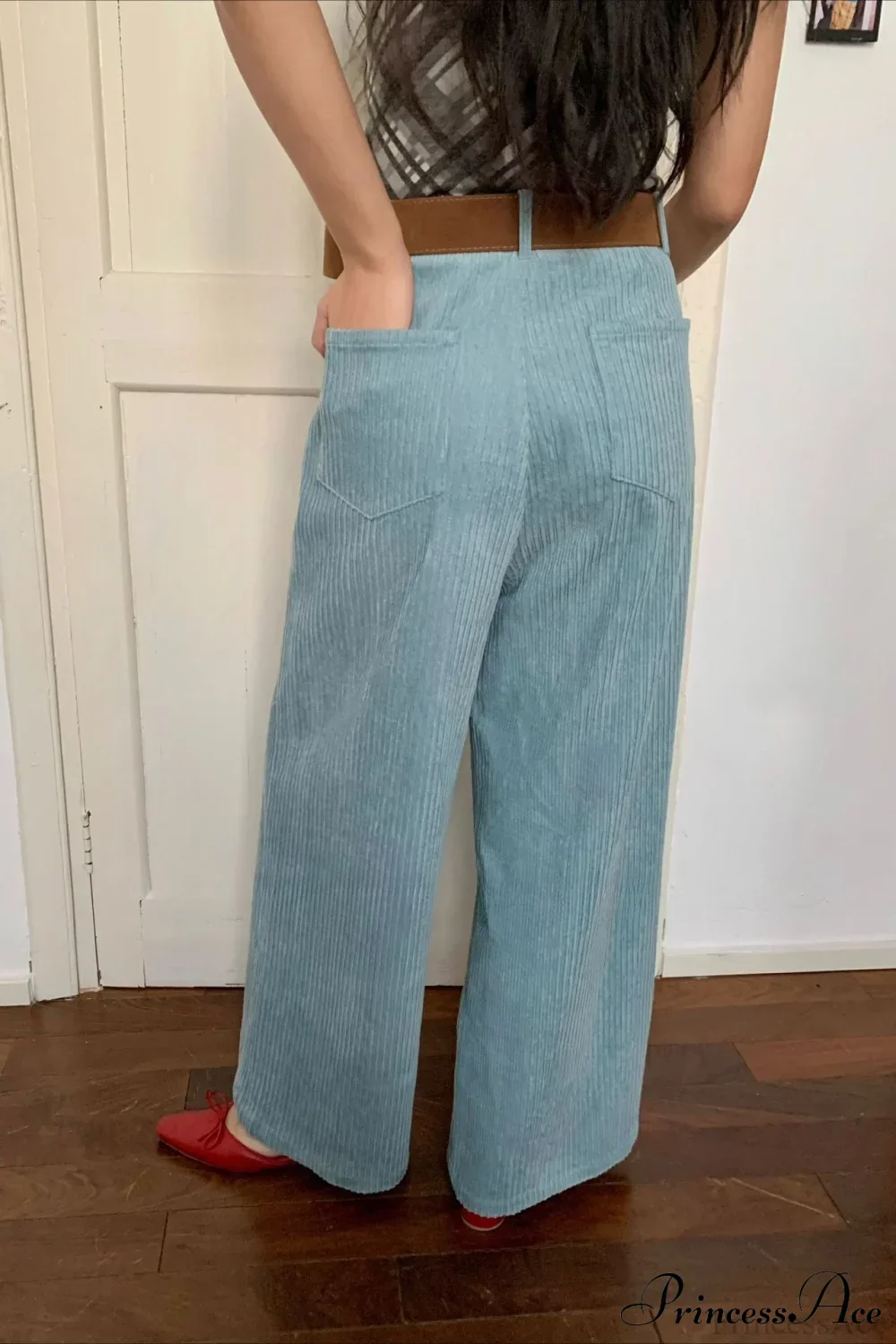 Corduroy High-Waist Wide-Leg Minimal Pants - Image 9