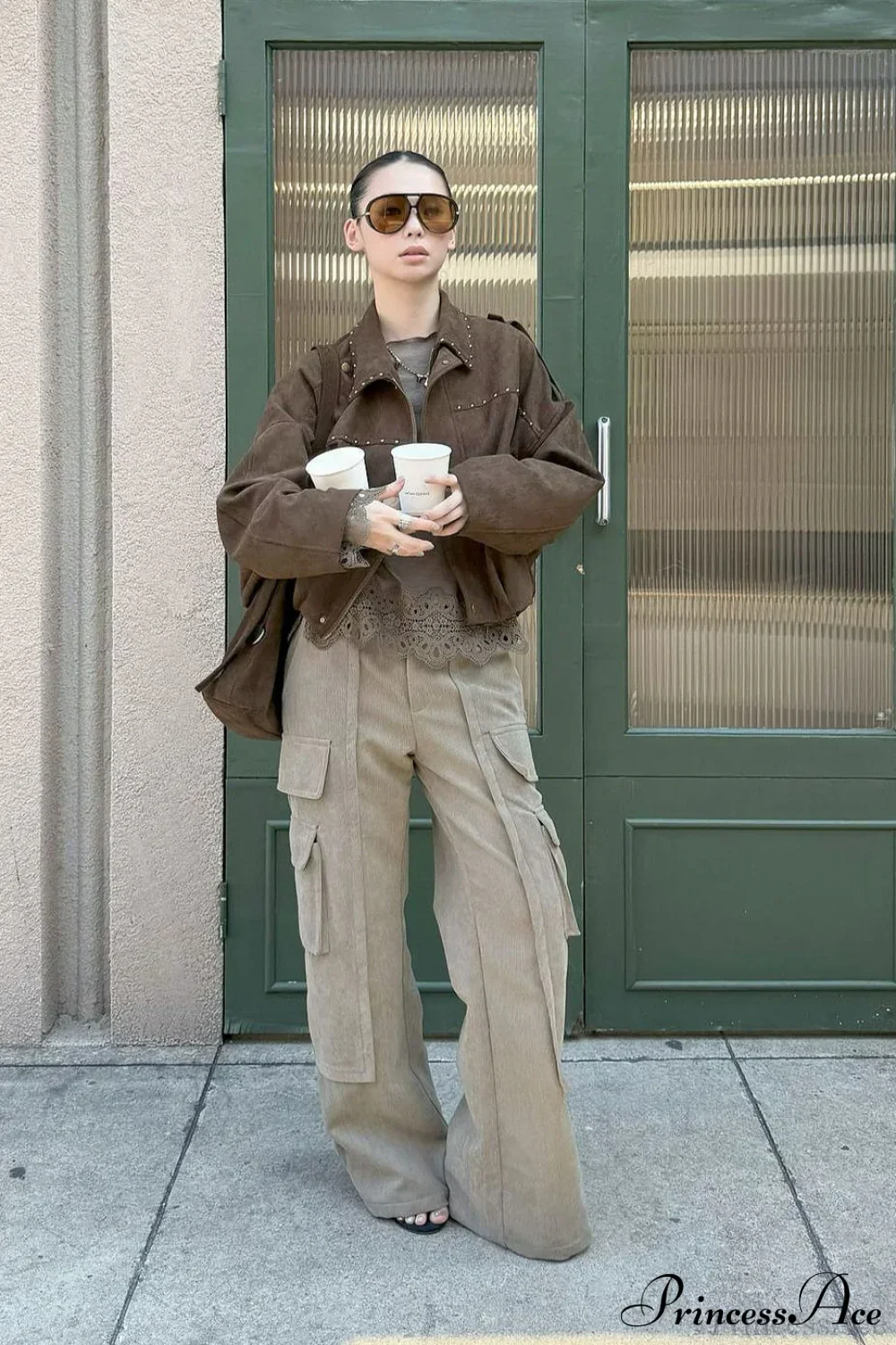 Corduroy Paneled Double Pocket Cargo Pants - Image 6