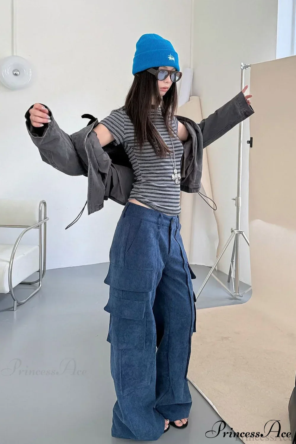Corduroy Paneled Double Pocket Cargo Pants - Image 7