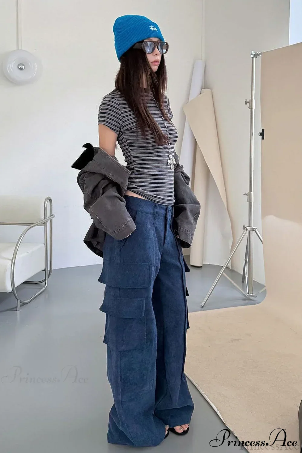 Corduroy Paneled Double Pocket Cargo Pants - Image 8