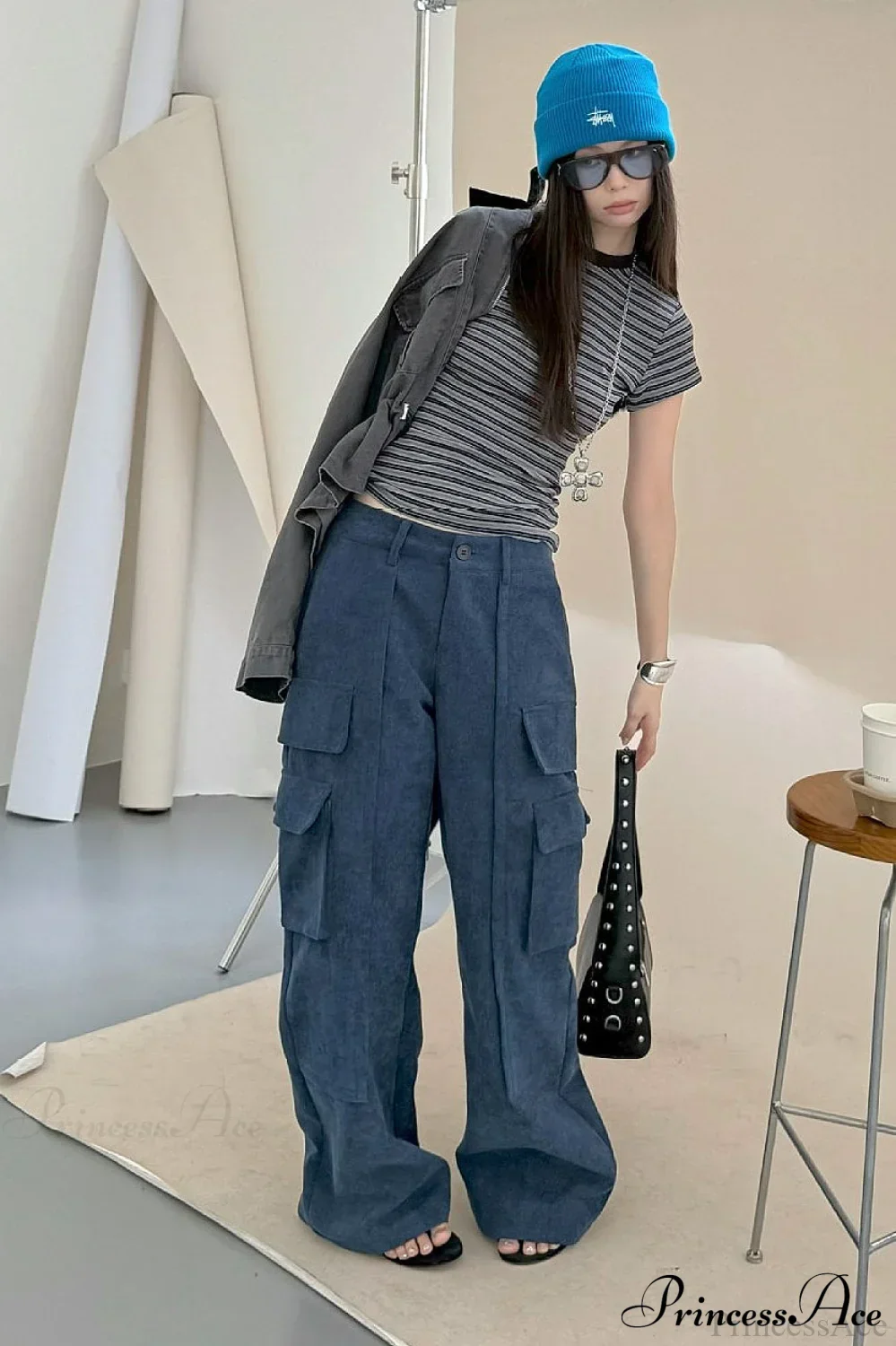 Corduroy Paneled Double Pocket Cargo Pants - Image 9