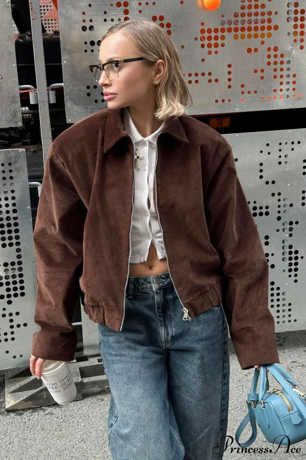 Corduroy Retro Collared Jacket Coat - Image 3