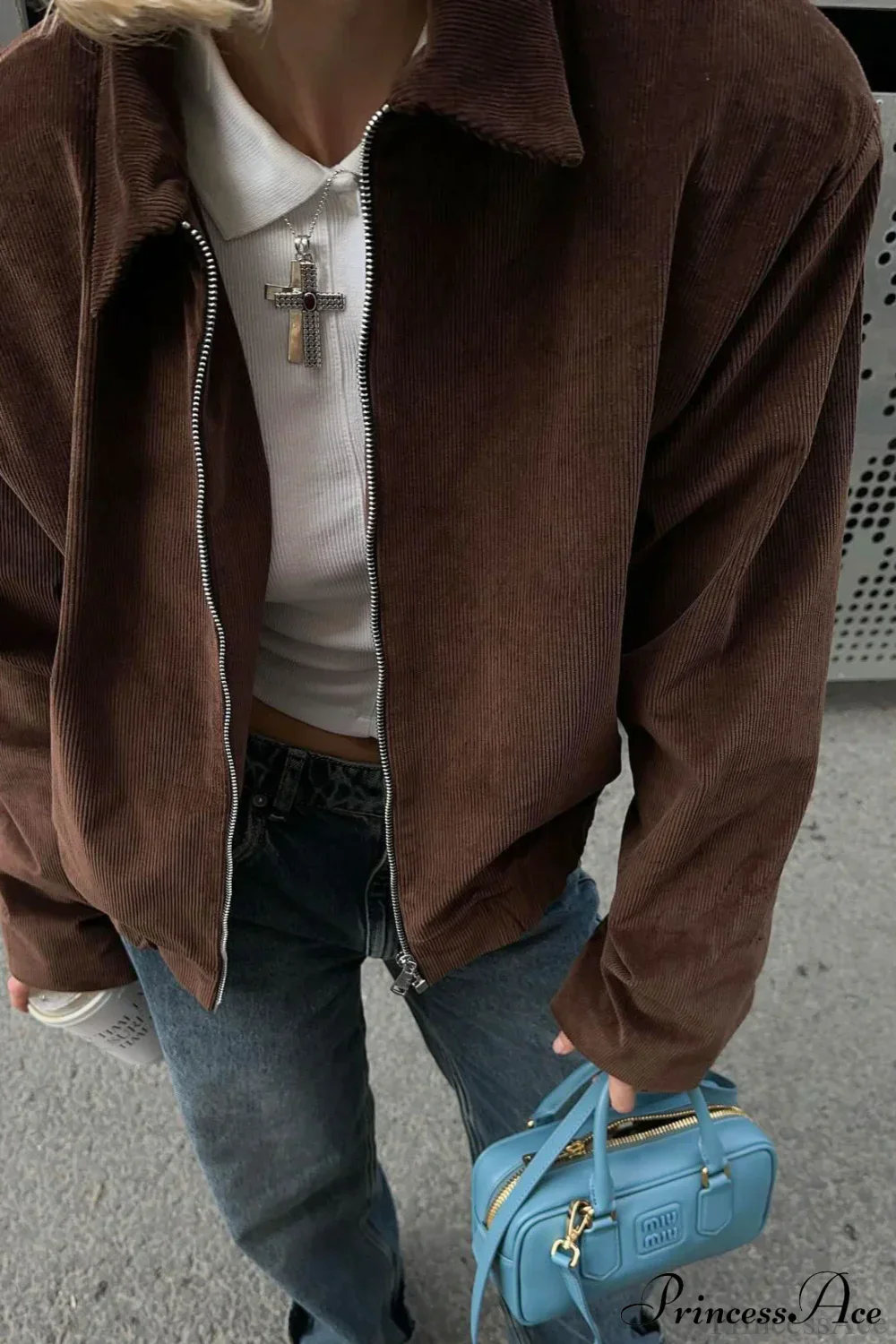 Corduroy Retro Collared Jacket Coat - Image 4