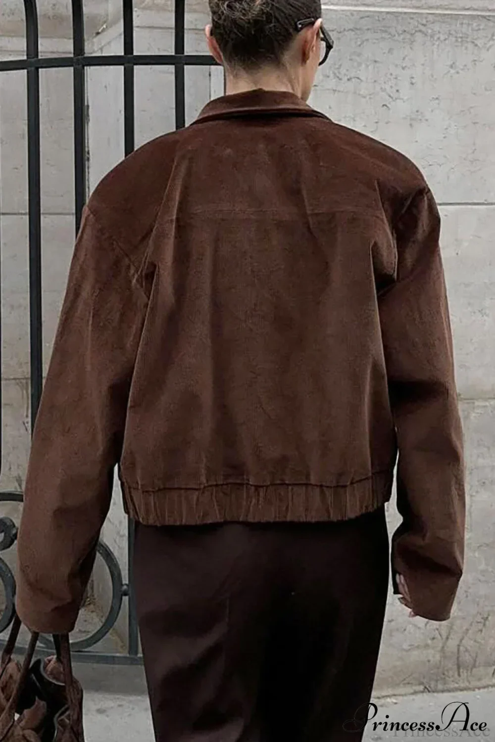 Corduroy Retro Collared Jacket Coat - Image 5