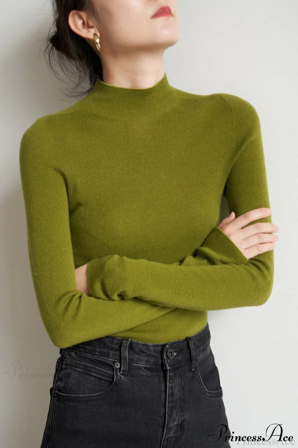 CorpCore Seamless Mock Neck Wool Knit Top - Image 4
