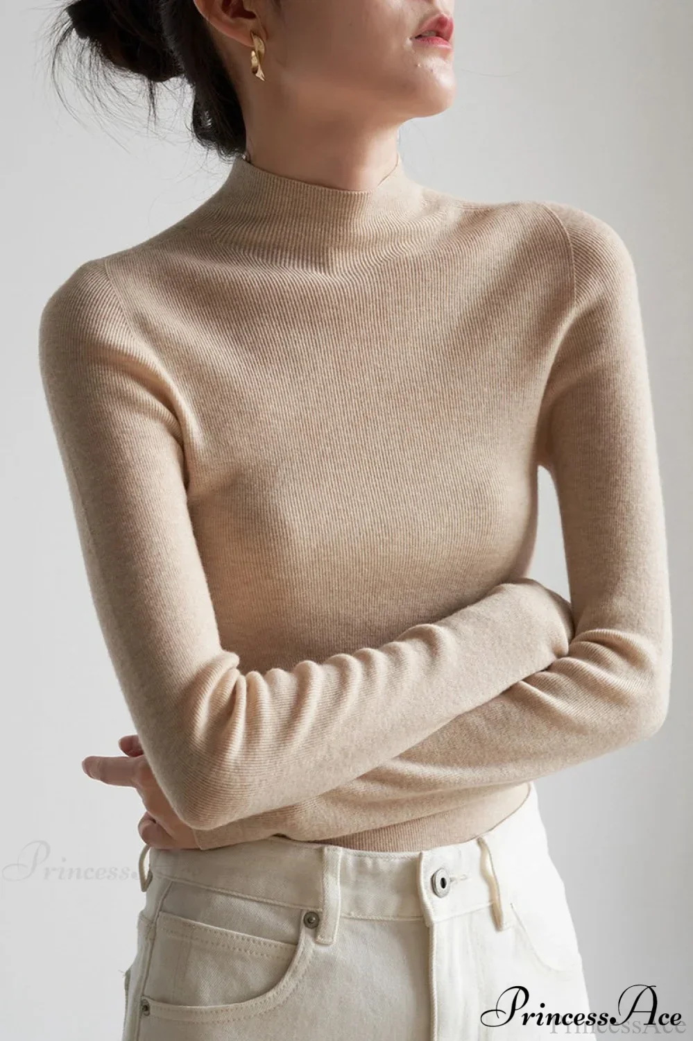 CorpCore Seamless Mock Neck Wool Knit Top - Image 5