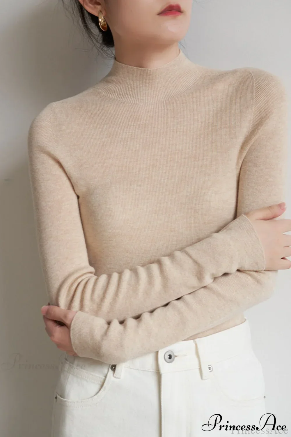 CorpCore Seamless Mock Neck Wool Knit Top - Image 6