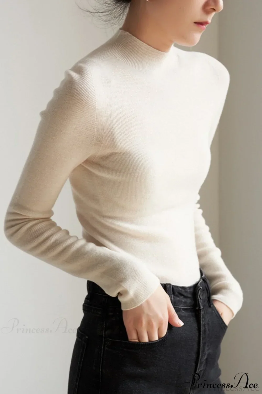 CorpCore Seamless Mock Neck Wool Knit Top - Image 7