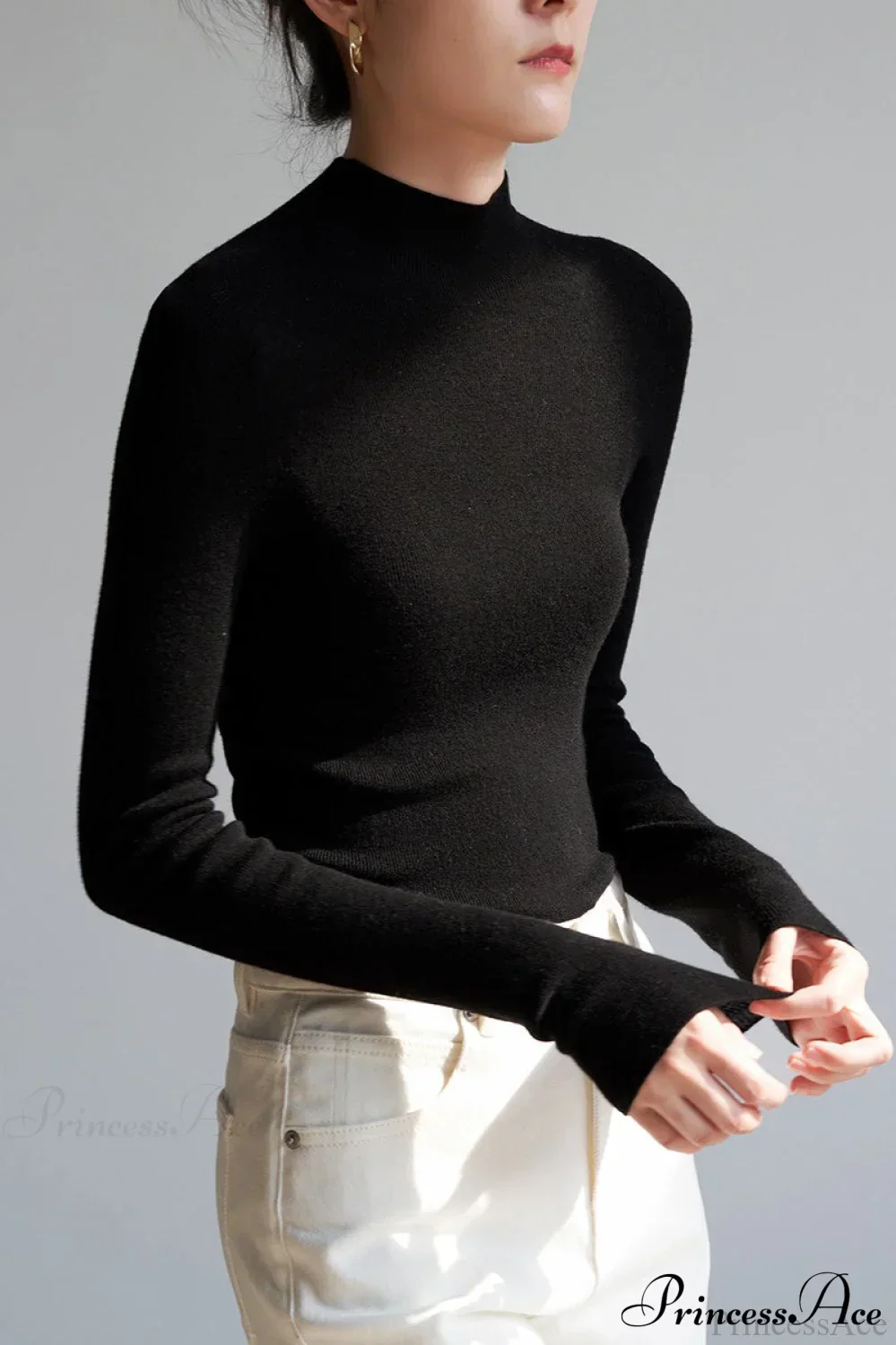 CorpCore Seamless Mock Neck Wool Knit Top - Image 8