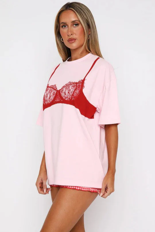 Corset Print Casual Loose Short Sleeve T-shirt - Image 4