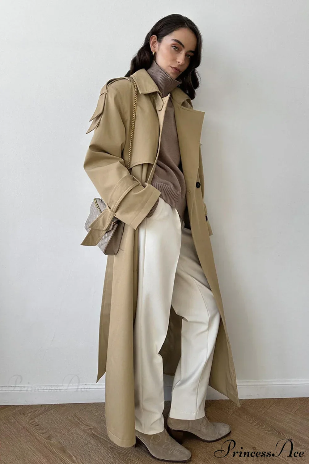 Cotton Belted Oversized Long Trench Overcoat - Image 2