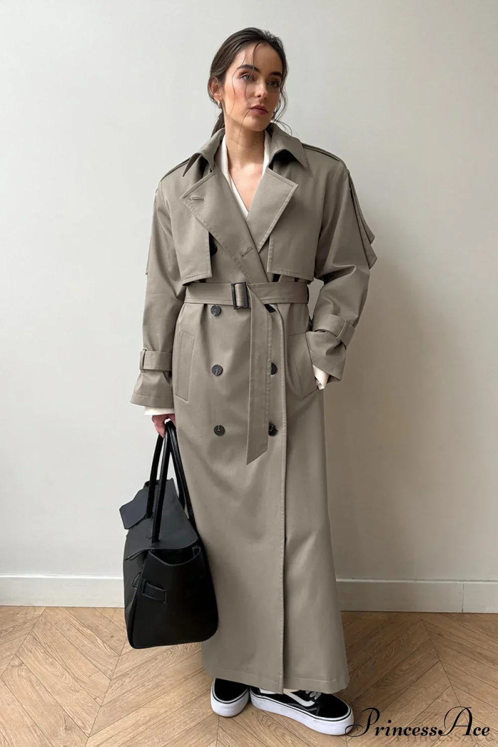 Cotton Belted Oversized Long Trench Overcoat - Image 5