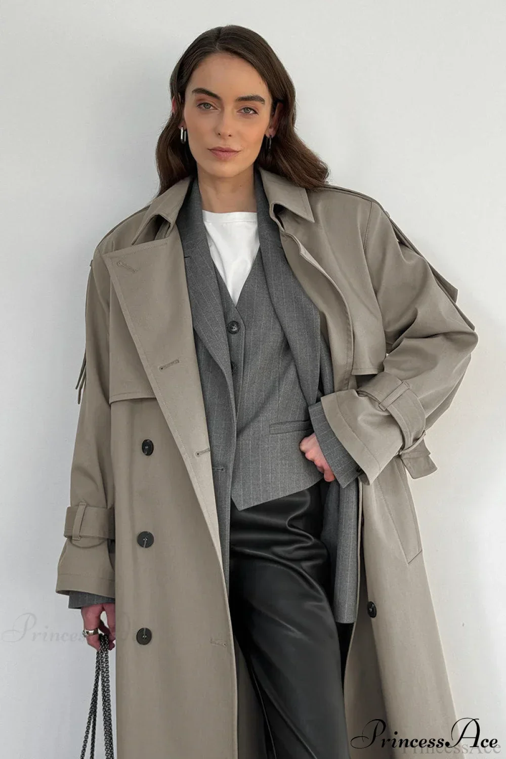Cotton Belted Oversized Long Trench Overcoat - Image 6