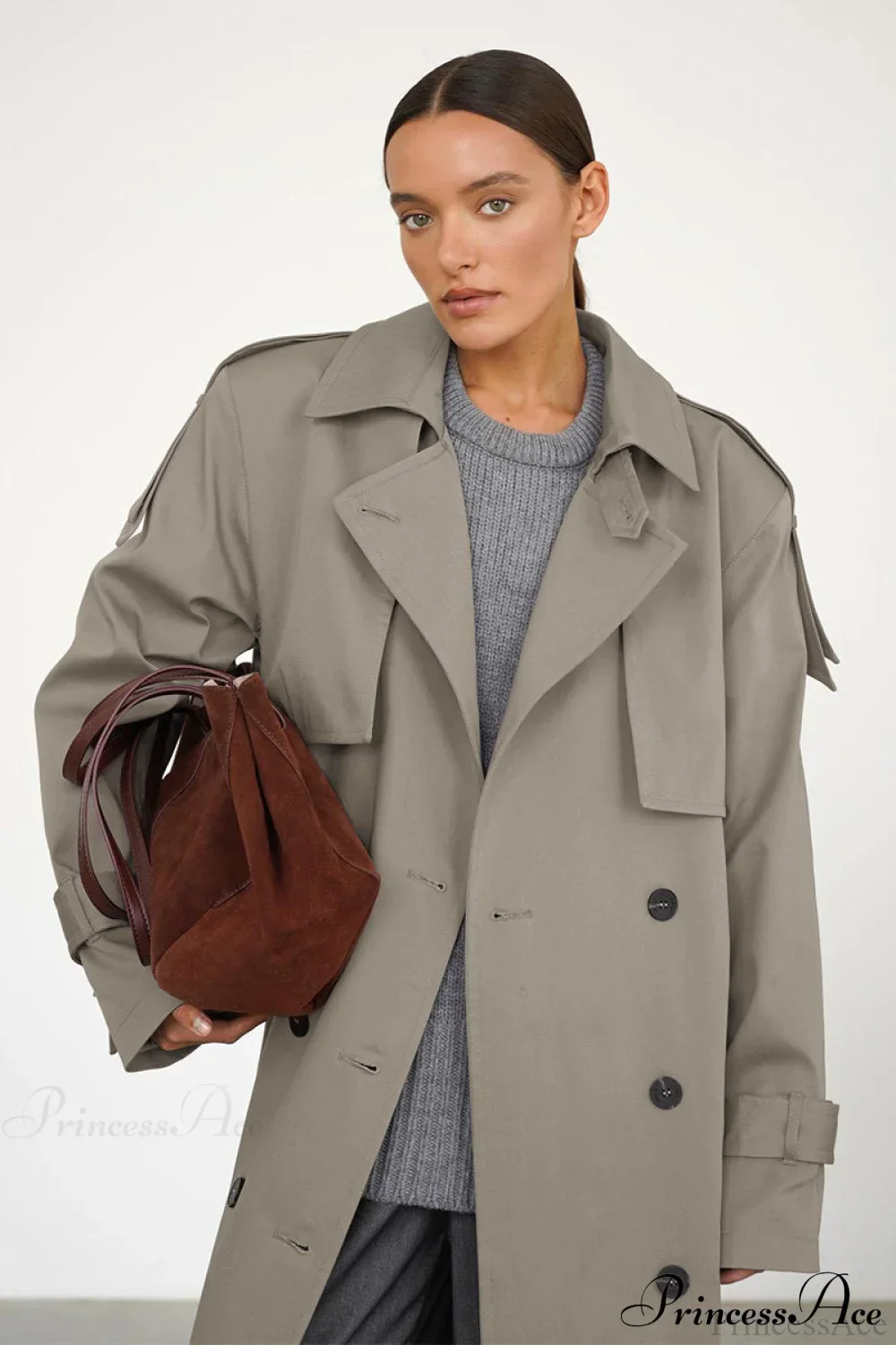 Cotton Belted Oversized Long Trench Overcoat - Image 7