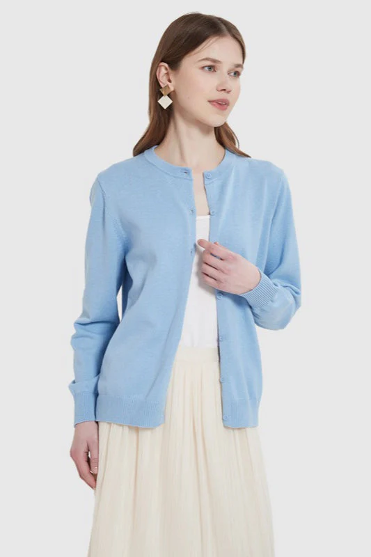 Cotton Crew-Neck Lightweight Knit Outerwear Cardigan - Image 10