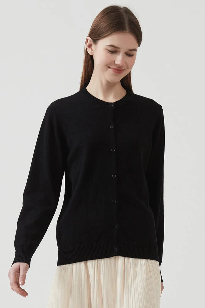 Cotton Crew-Neck Lightweight Knit Outerwear Cardigan - Image 7