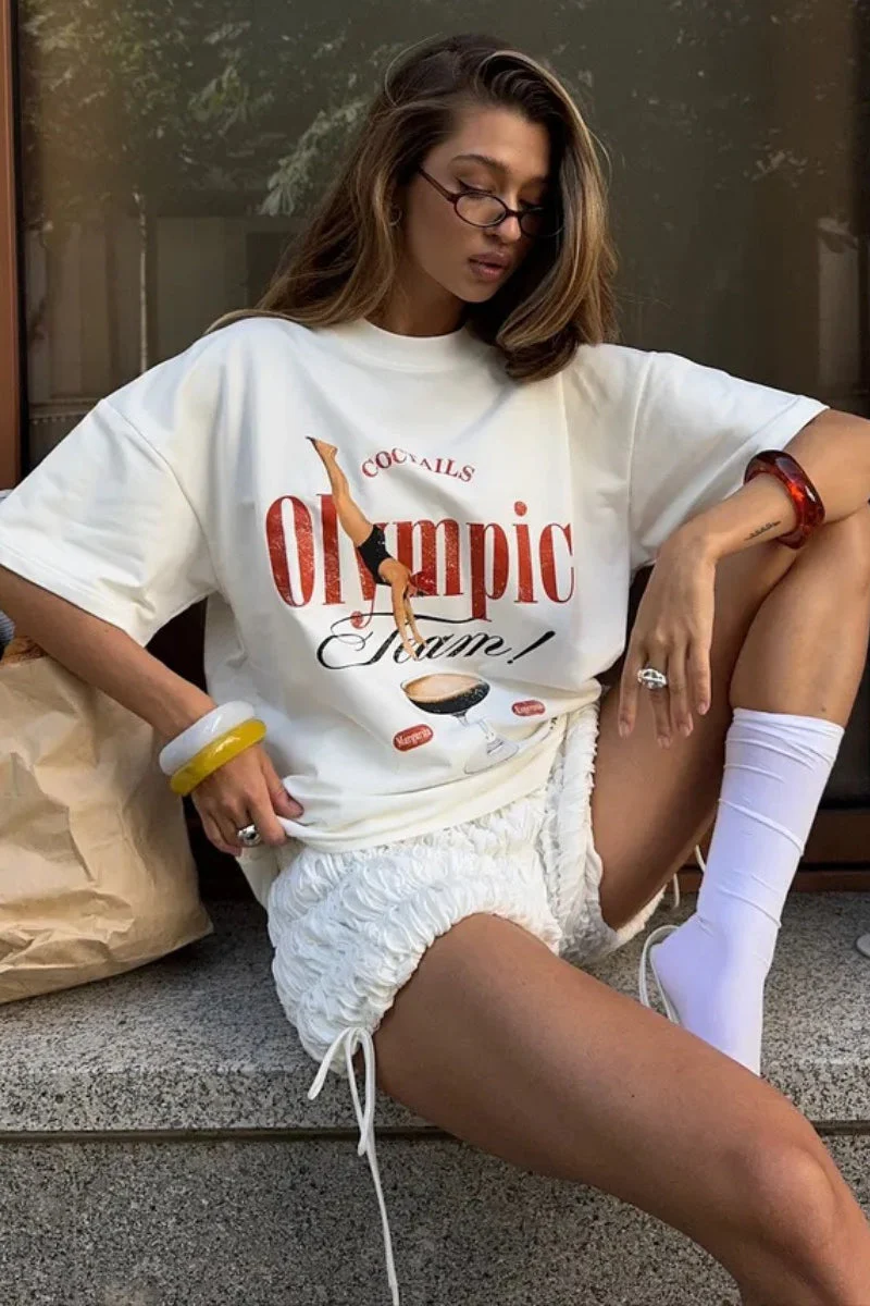 Cotton Fashion Trendy Loose Creative Print T-shirt - Image 3