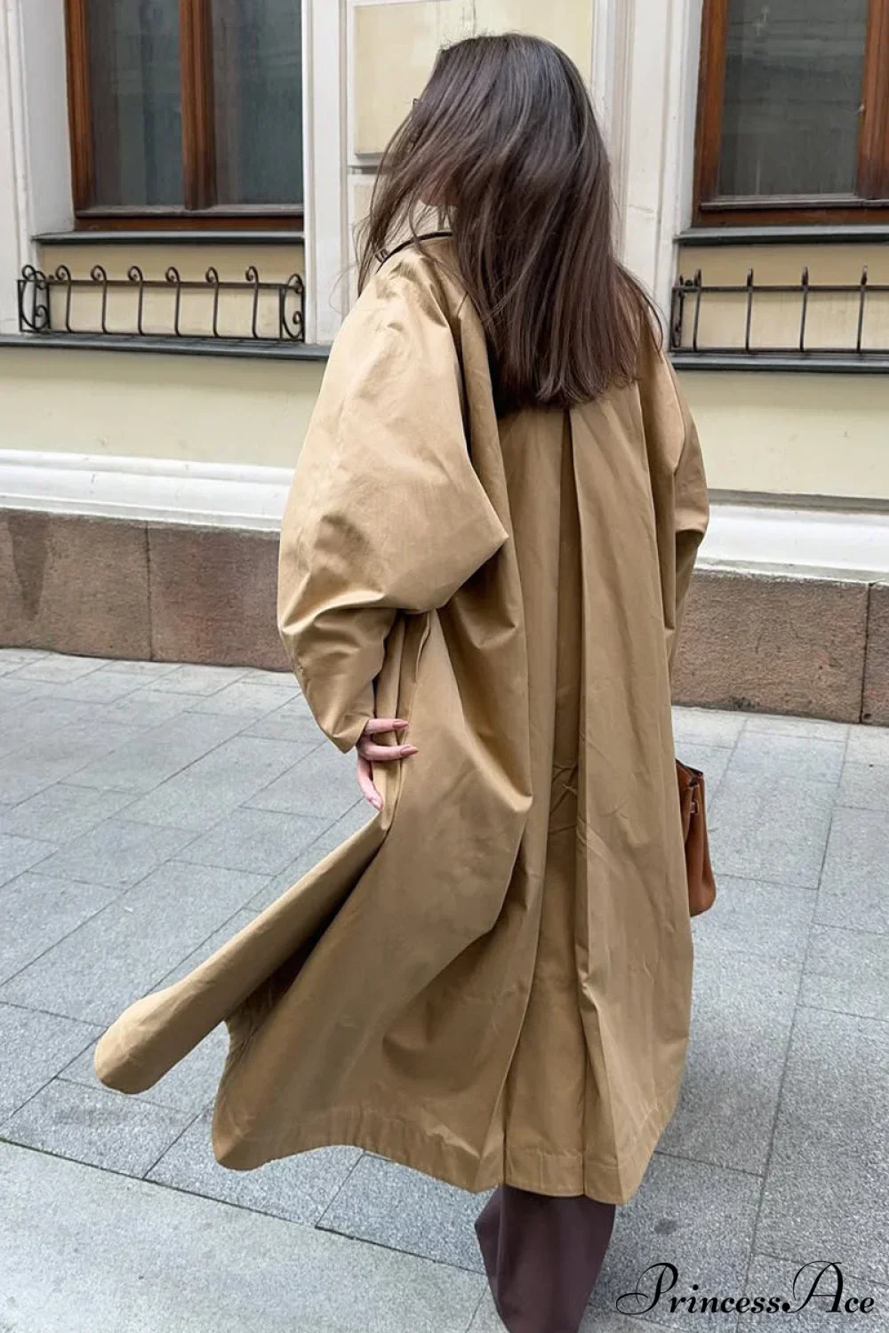 Cotton Lapel Single Breasted Long Loose Overcoat - Image 5