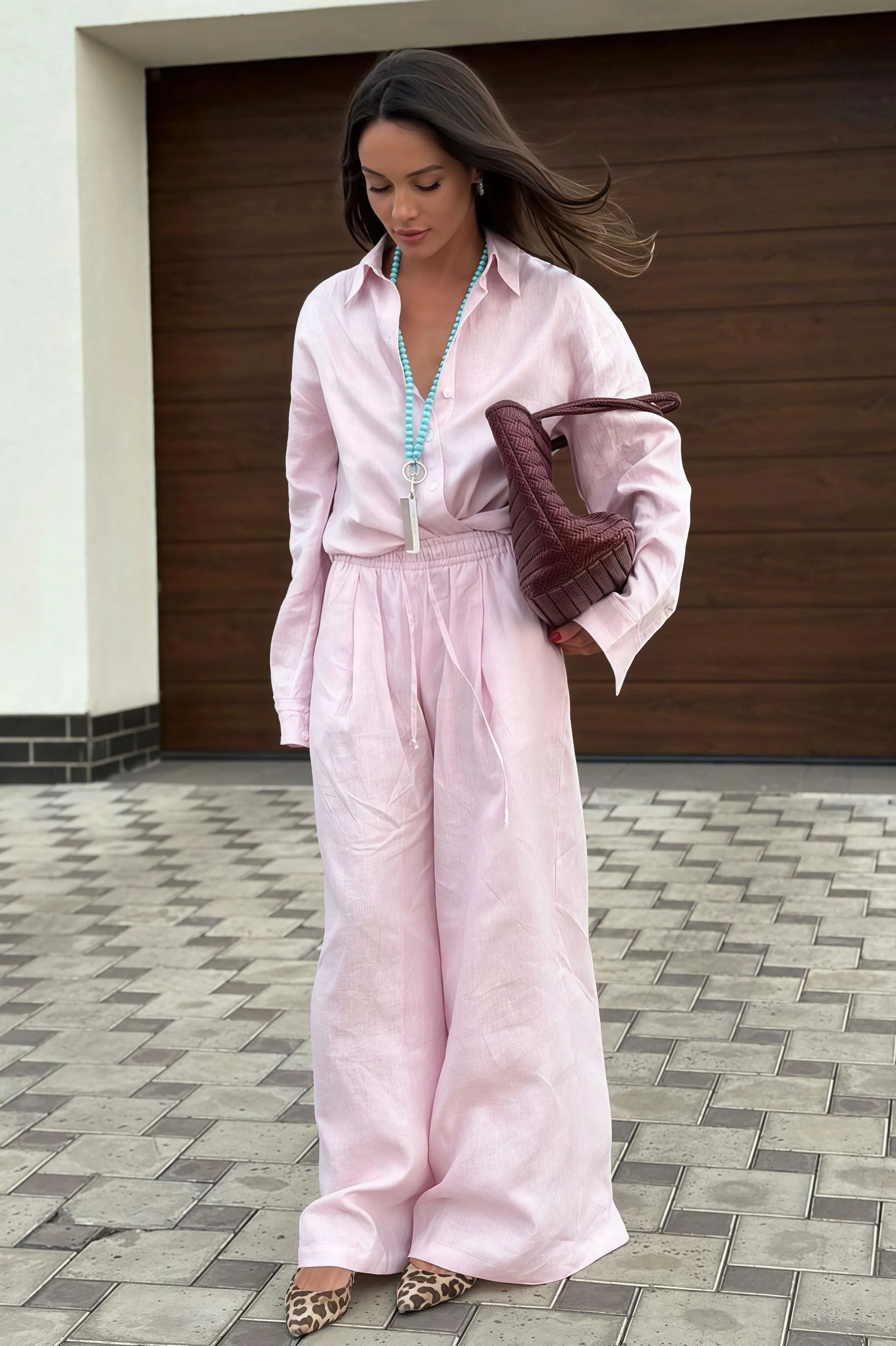 Cotton Loose Long Sleeve Shirt Pants Two Piece Set - Image 10