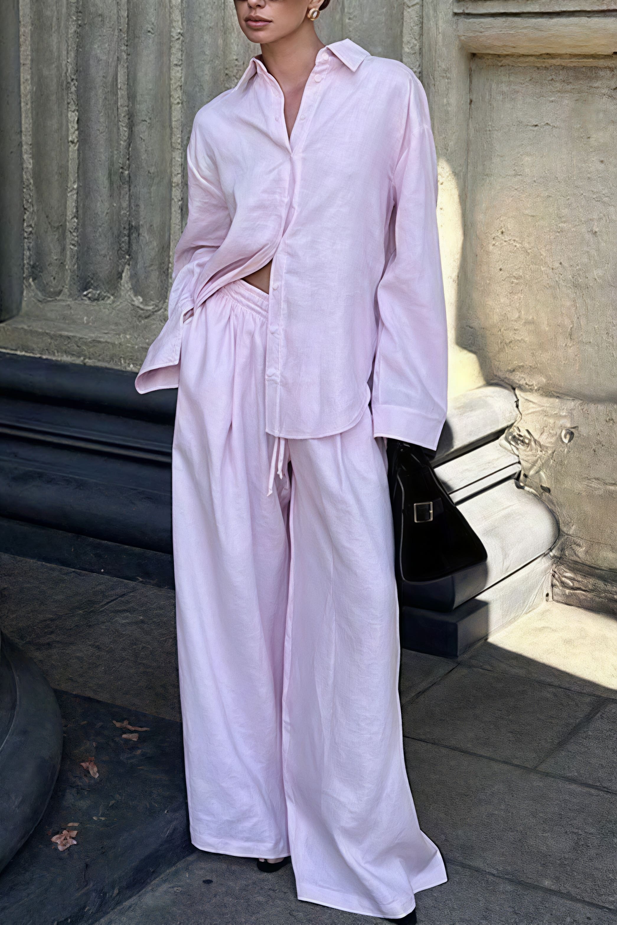 Cotton Loose Long Sleeve Shirt Pants Two Piece Set - Image 5