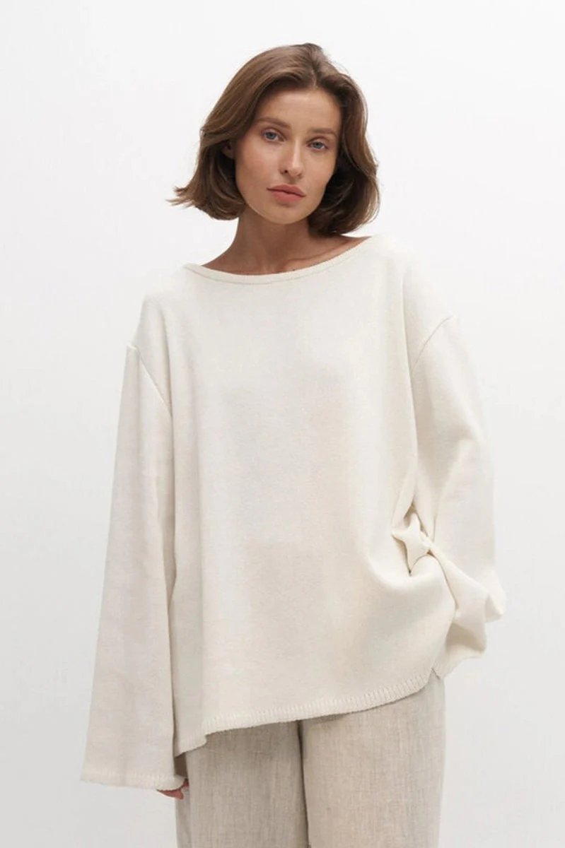Cotton Pullover Open-Back Loose Sexy Knit Top - Image 12