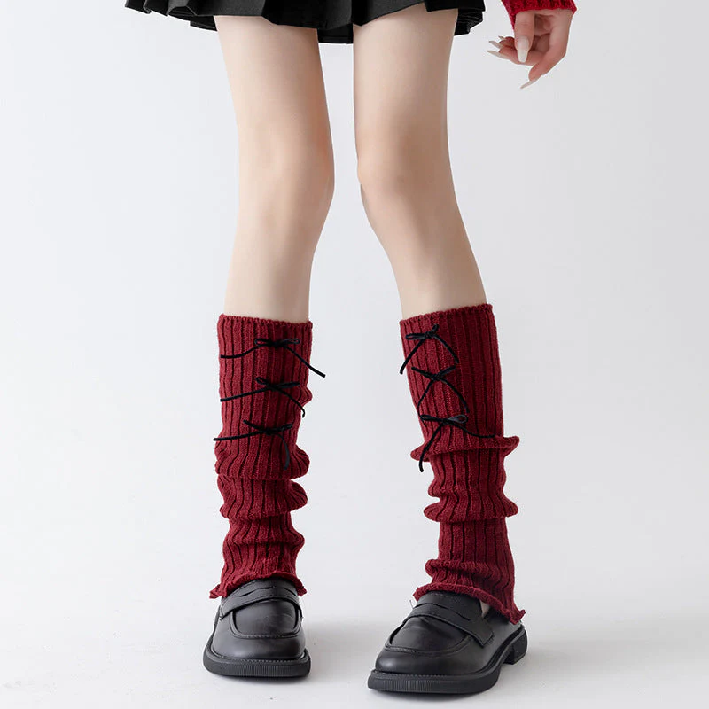 Cotton Ruffled Red Leg Warmers - Image 3