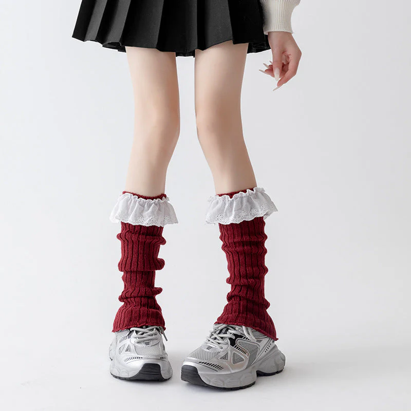 Cotton Ruffled Red Leg Warmers - Image 5