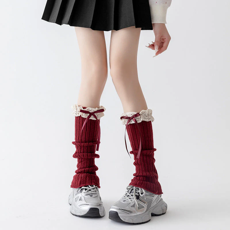 Cotton Ruffled Red Leg Warmers - Image 6