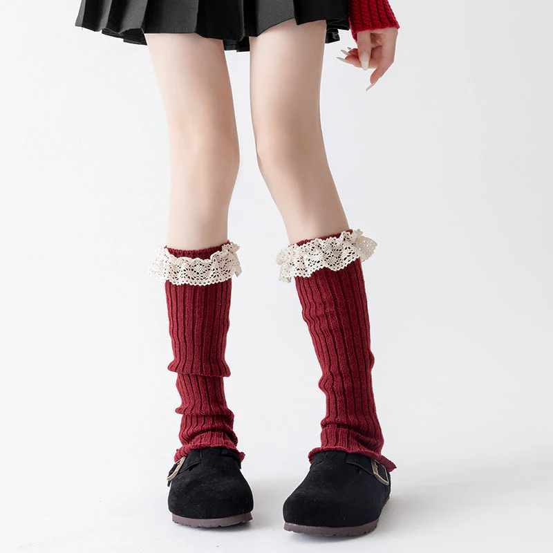 Cotton Ruffled Red Leg Warmers - Image 7