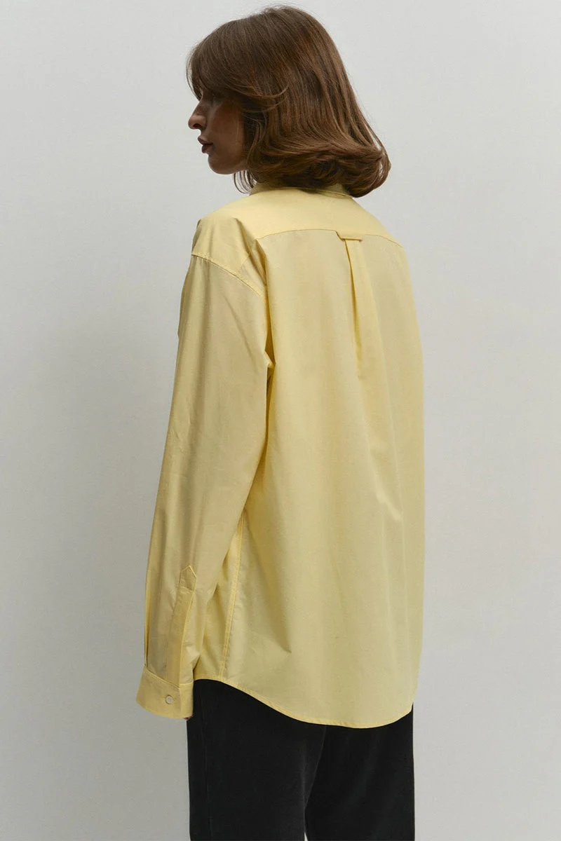 Cotton Yellow Button Down Loose Commuter Blouse - Image 4