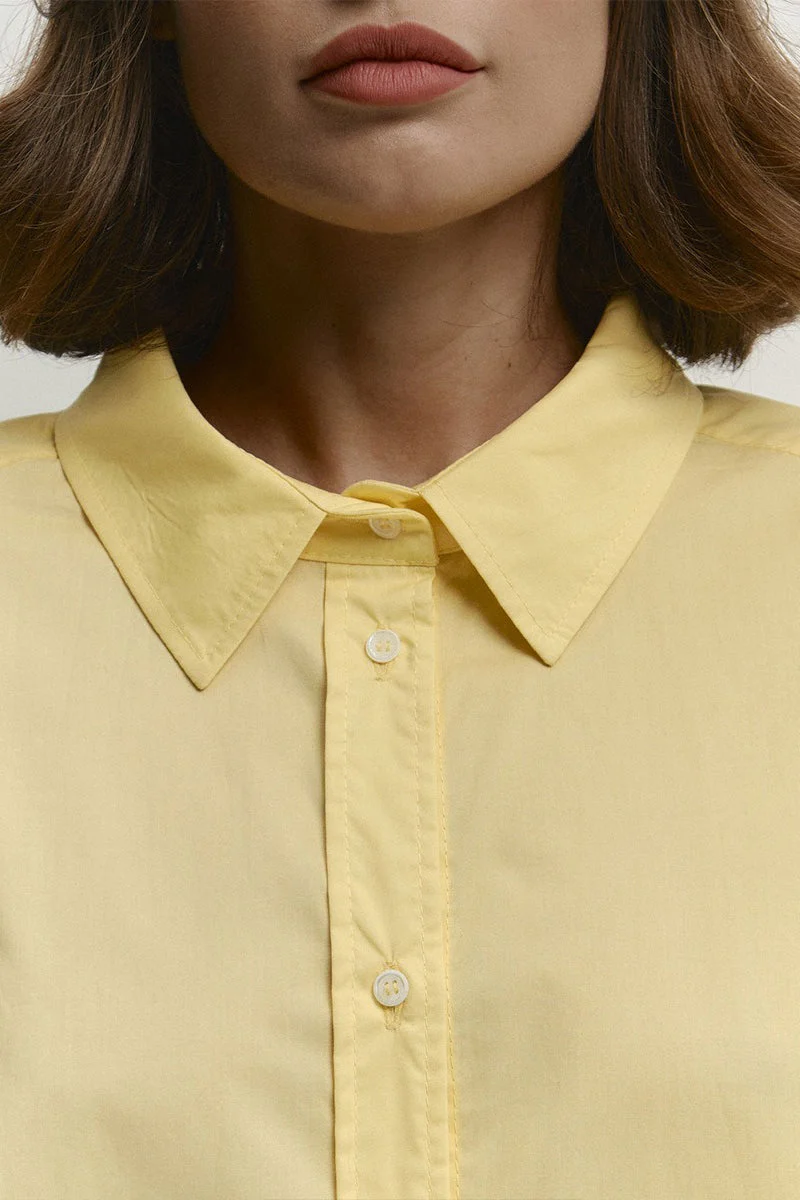 Cotton Yellow Button Down Loose Commuter Blouse - Image 6