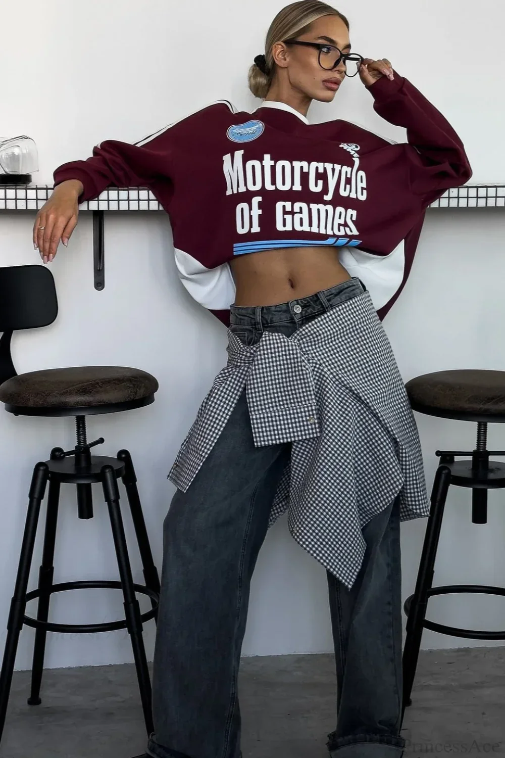 Crew Neck Letter Printed Chic Oversized Sweatshirt - Image 5